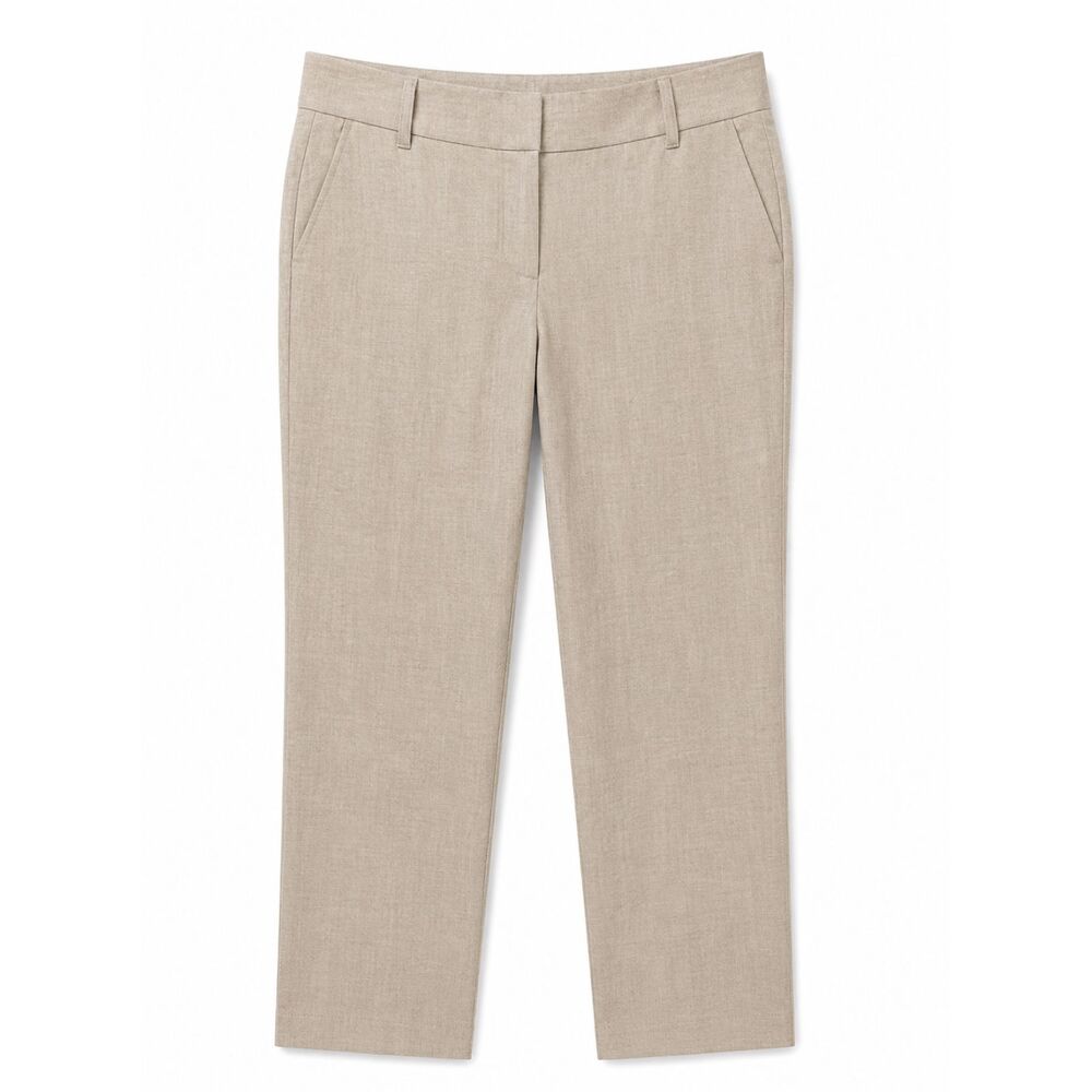 Ann Taylor Signature Linen Blend Pants Size 6 Tan Straight Leg Work Trousers